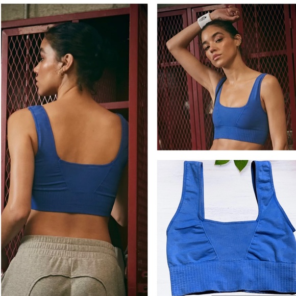 Free People Other - NWOT Free People Square Neck Good Karma Bra in Lapis XS/S